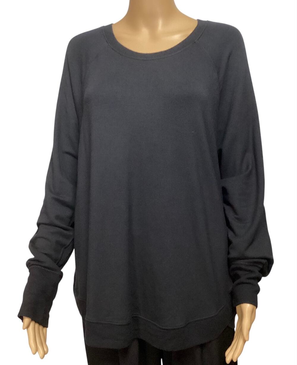 Athleta Mindset Scoop Neck Sweatshirt Black XL Ultra Soft Modal Pullover